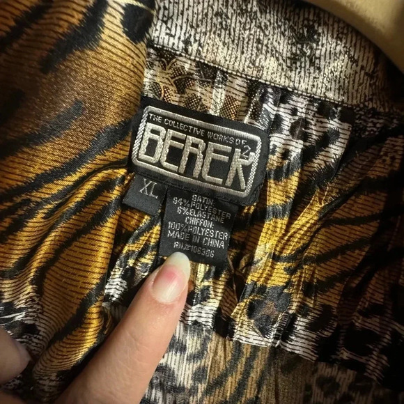 Berek women’s Animal Print jogger zipup wind breaker Satin Jacket XL lightweight - Picture 6 of 8